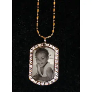 Small Cubic Zirconia Stone Dog tags