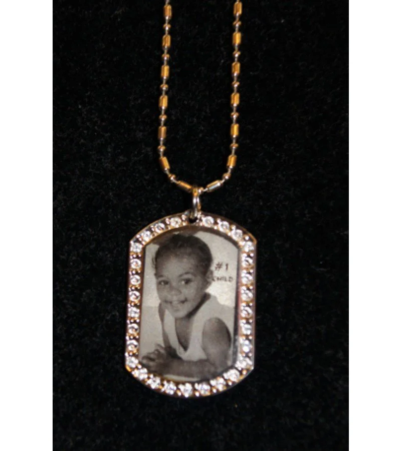 Small Cubic Zirconia Stone Dog tags